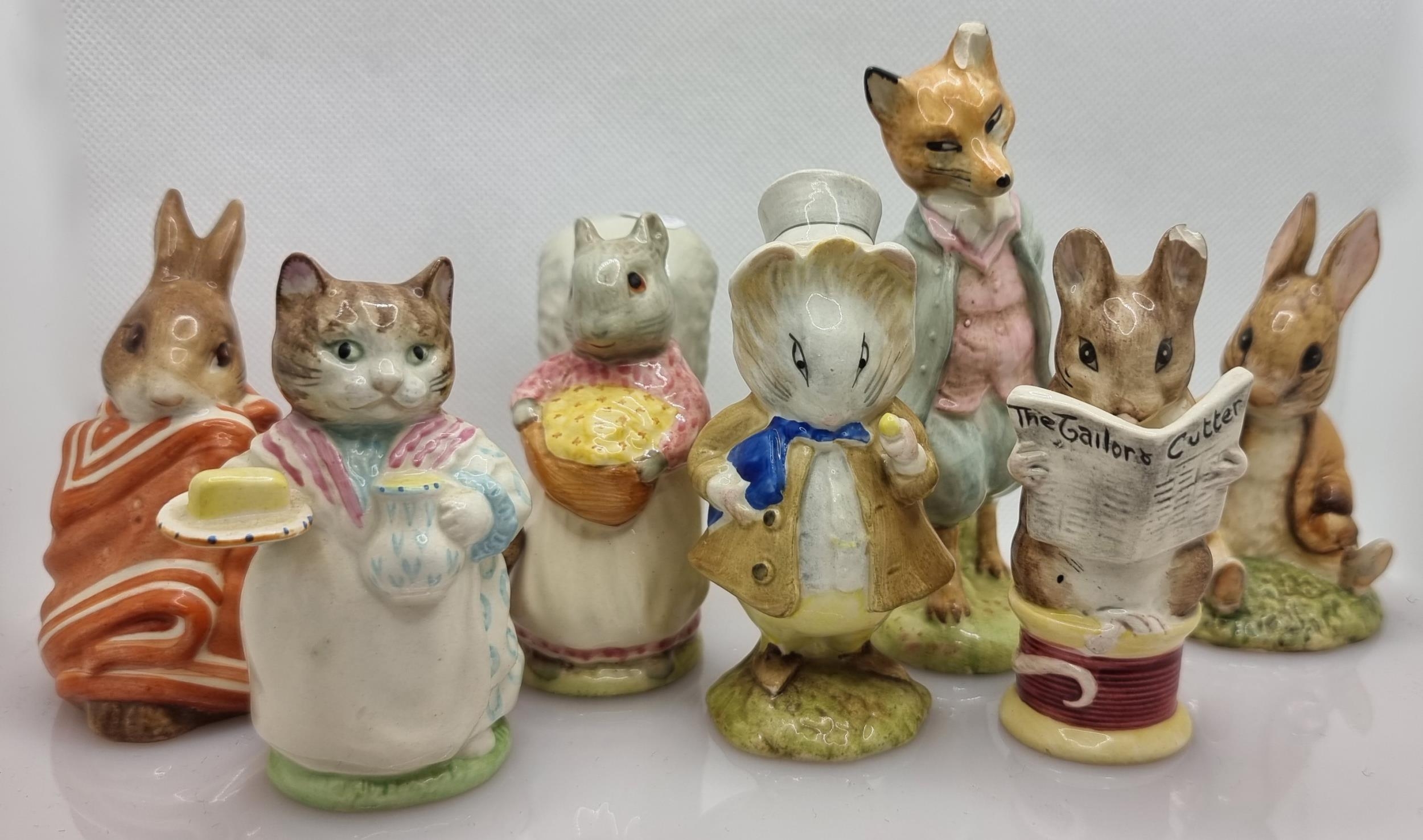 Beswick Beatrix Potter Bb3 figures to include Benjamin Bunny Sat on a Bank, Goody Tiptoes, Poorly