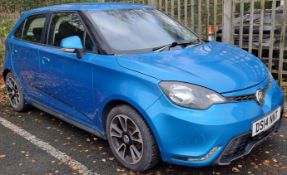 MG 3 STYLE PLUS LUX VTI-TECH Motor Car , no mot, manual, 14 plate, 41502 miles to be sold at 12pm