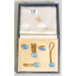 De Lamerie Fine Bone China gold plated on silver enameled gift set including Money Clip, Tie Clip,