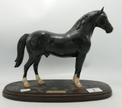 Beswick ware Welsh Cob Stallion: on wooden plinth, damaged at all four legs