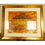 Large Modern K Darlington framed landscape print , frame size 92 x 112cm