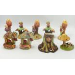 Morley Pottery Condiment Imp figures, tallest 11cm(9)