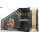 Antique Floral decorated Autoharp, & music book