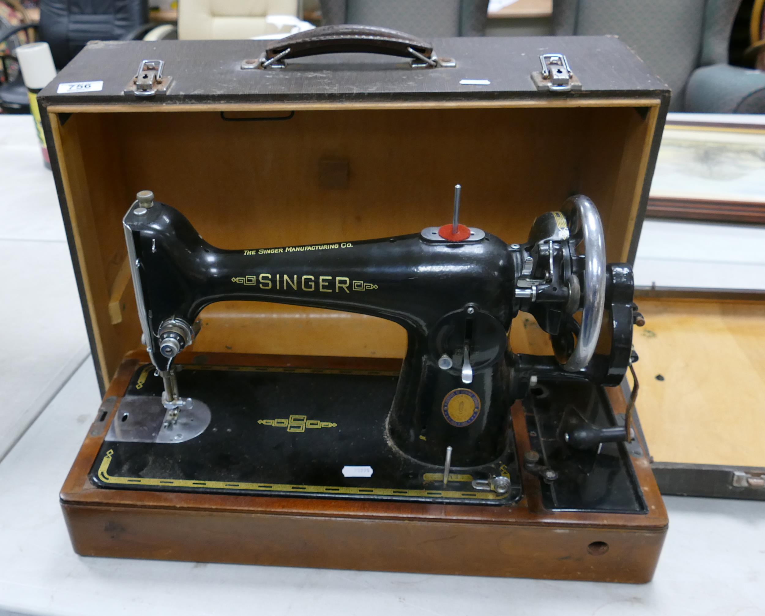 Cased Singer hand Crank Sewing machine