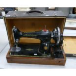 Cased Singer hand Crank Sewing machine