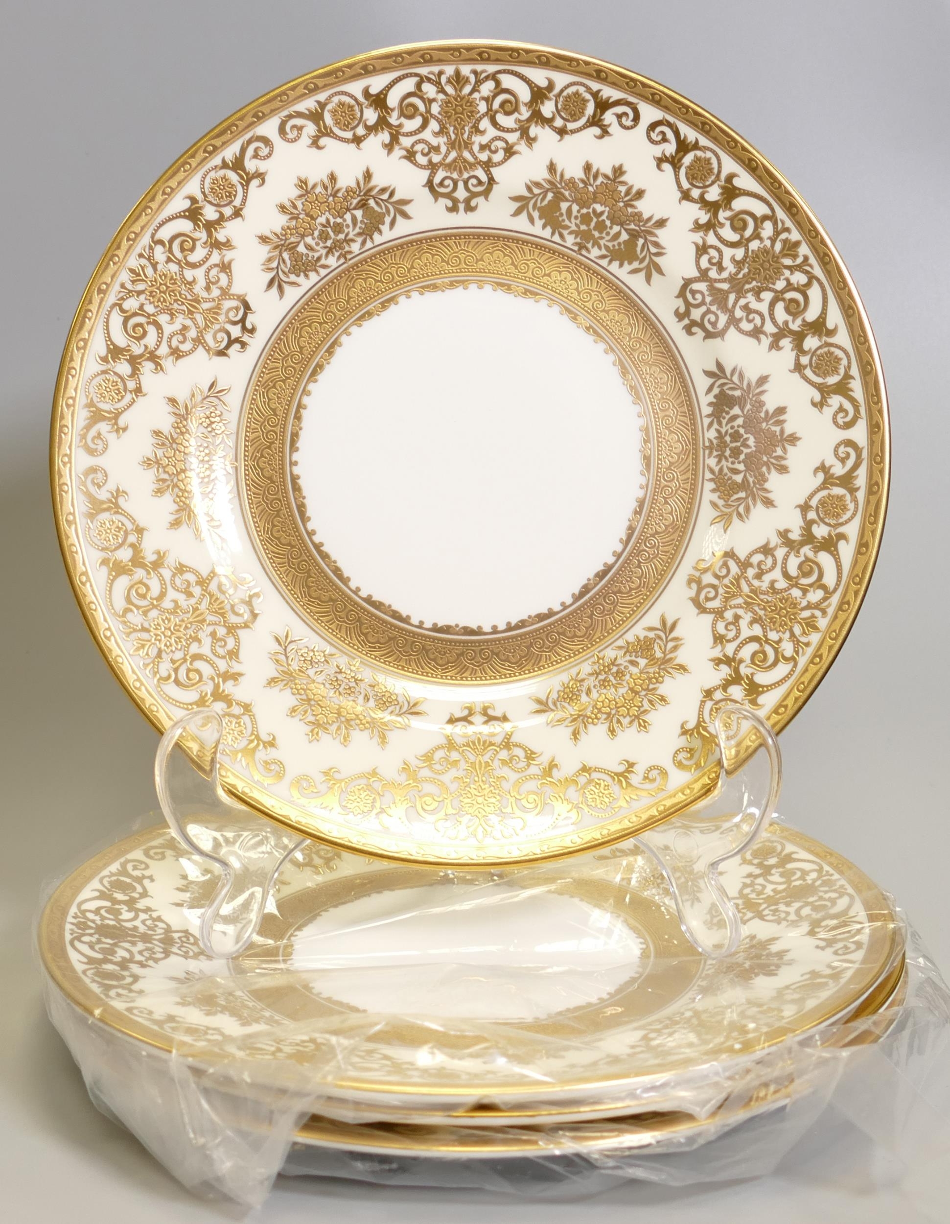 De Lamerie Fine Bone China heavily gilded Exotic Garden patterned Salad plates , specially made high