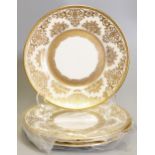 De Lamerie Fine Bone China heavily gilded Exotic Garden patterned Salad plates , specially made high