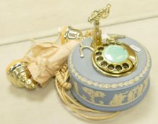 Wedgwood Jasperware Vintage Dial Telephone, damaged holder for earpiece