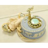 Wedgwood Jasperware Vintage Dial Telephone, damaged holder for earpiece