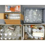 A collection of scientific items suitable for steampunk builds including lab bottles, test tubes etc