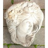 Stone garden ornament wall mounted Lady's face plaque