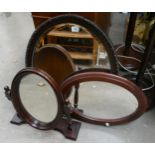 Two Wooden framed wall mirrors & similar dressing table mirror(3)