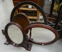 Two Wooden framed wall mirrors & similar dressing table mirror(3)