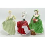 Royal Doulton Lady Figures Fair Lady HN2193 & Karen together with Coalport Lady Figure Helen(3)