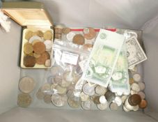 A collection of coins including pre-1947 silver coins, (77g).