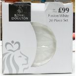 Boxed Royal Doulton Fusion White 20 piece dinner & tea set