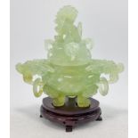 20th Century Chinese Carved Jade Kora, height 19cm