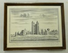 After W Millecent framed engraving by E Kirkall Snr of Tattersal Castle in Lincolnshire , frame size