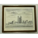 After W Millecent framed engraving by E Kirkall Snr of Tattersal Castle in Lincolnshire , frame size