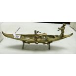 Large Heavy Brass Model of Venetian Gondolier Boat, length 49cm(a/f)