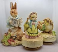 Schmid Musical Beatrix Potter figures The Tale of Peter Rabbit, Mr Alderman's Ptolemy & Mrs Ribby(3)
