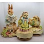 Schmid Musical Beatrix Potter figures The Tale of Peter Rabbit, Mr Alderman's Ptolemy & Mrs Ribby(3)