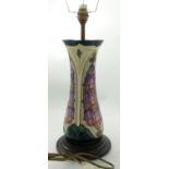 Large Moorcroft Foxglove Patterned Lamp Base: heigh to fitting 33cm