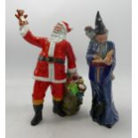 Royal Doulton figures Santa Claus HN2726 and The Wizard HN2877. Both seconds (2)