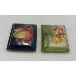 Moorcroft Spring Flowers & Leaf & Berry pattern oblong pot lids, each 9 x 12.5cm (2)