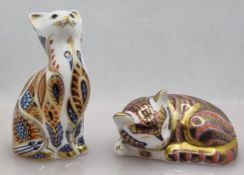 Royal Crown Derby Sleeping Cat & & siamese Cat(2)