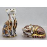 Royal Crown Derby Sleeping Cat & & siamese Cat(2)