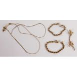 9ct gold items, including model of lizard, broken chains, earrings etc, 4.3g.
