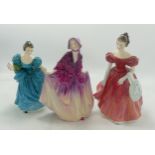 Royal Doulton Lady Figures Sweet Anne Hn1496, Winsome HN2220 & Rhapsody Hn2767(3)