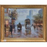 Continental Oil on Canvas Winter S Street Scene, Signed Le Clerc, frame size 62 x 72cm