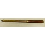 Wooden cased brass vintage telescope, full length 86.5cm