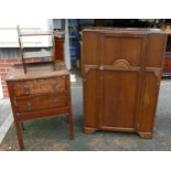 Oak Paneled Small wardrobe, chest of 2 trays & side table(3)