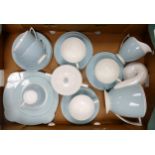 Minton Blue & White Mid Century Tea Set, one damaged saucer noted