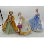 Royal Doulton Lady Figures Meliisa HN3977, Rachel Hn2019 & Happy Birthday Hn3095(3)