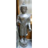 Large cast metal Buddha with copper patina, height 82cm