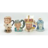 Royal Doulton Small Character Jugs Britannia D7107, King Edward VII D6923, St George D6621 &