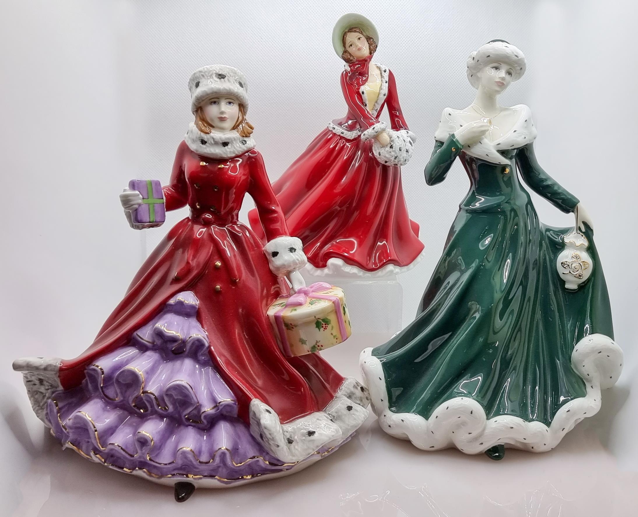 Royal Doulton for Compton Woodhouse Figures Wintertime CW765, Christmas Shopping CW920 both