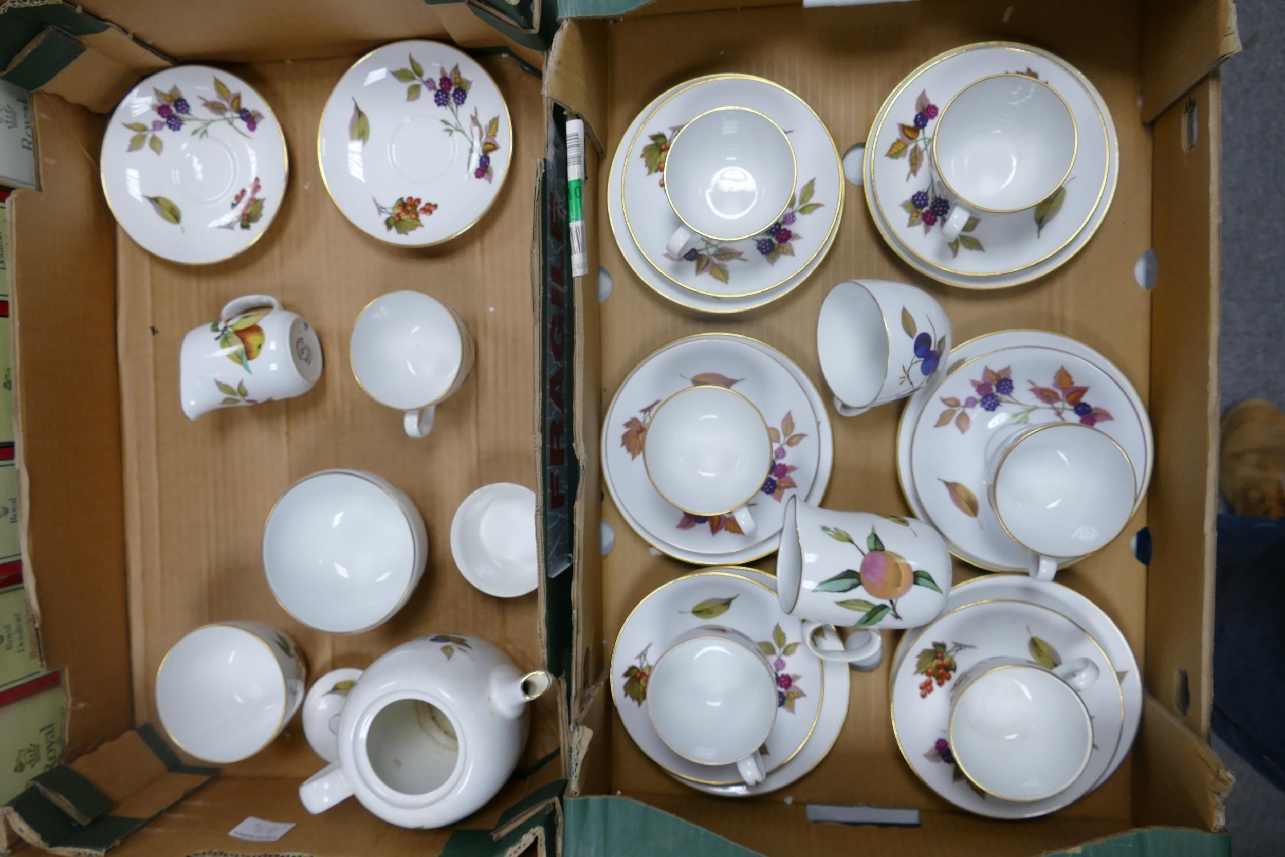 A collection of Royal Worcester Evesham patterned tea ware(2 trays)