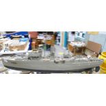 Model Made HMCS Snowberry Flower Class Corvette, length, 1/72 scale, 87cm