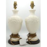 Pair Wedgwood Hand Gilded, Relief Decorated Queensware Lamp Bases, height 37cm(2)