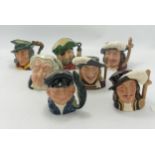 Royal Doulton Small Character Jugs The Lawyer D6504, Lobsterman D6620, Pied Piper D6462, Athos,