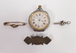 Silver ladies fob watch, J Masters Rye and silver brooch etc.