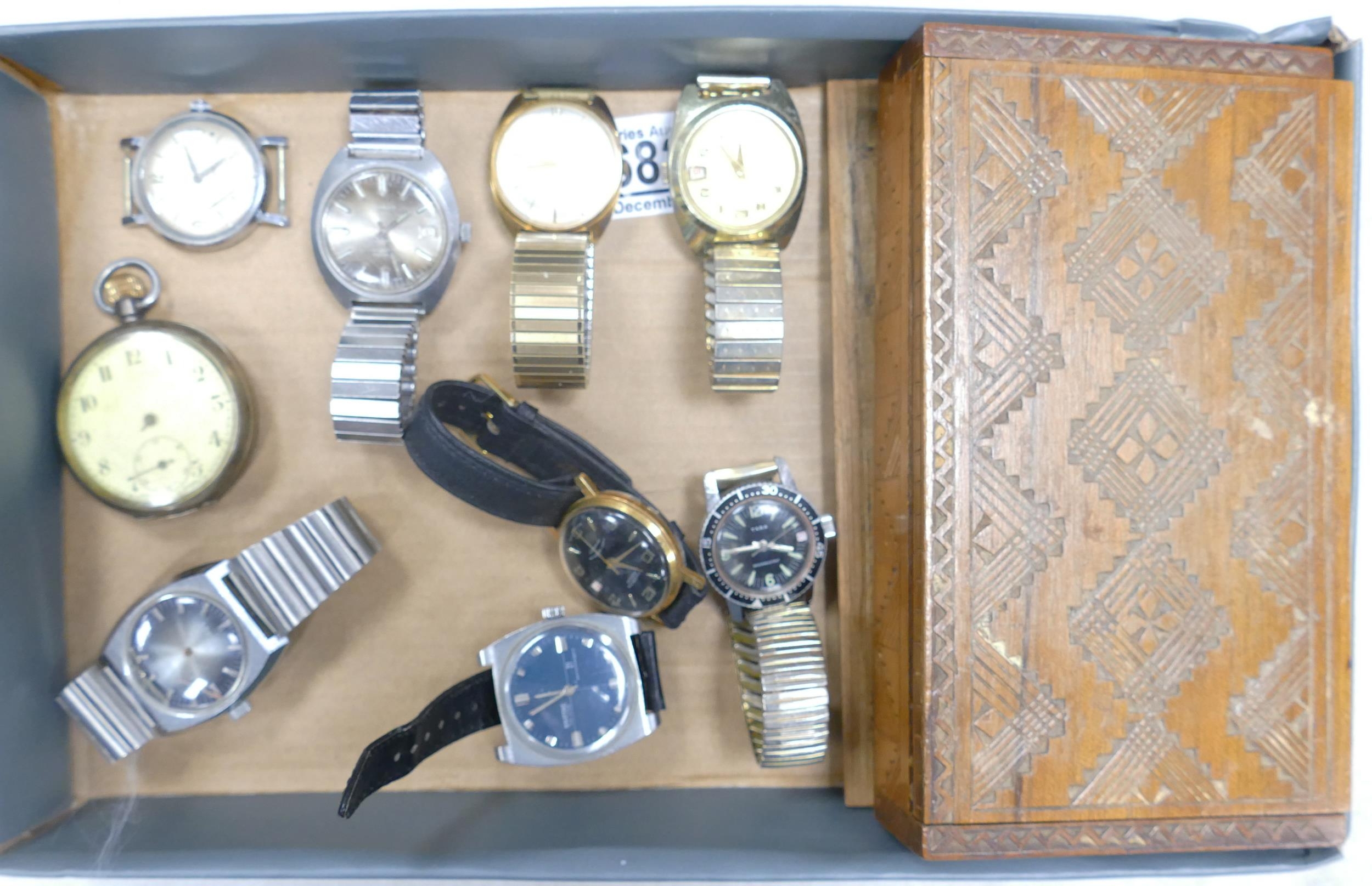 A collection of vintage gentleman's wristwatches including Avia, Binatone, Hudson,Summit, Silver