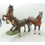 Beswick Rearing Welsh Cob, Swish Tail Horse & Mare(3)