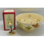 Royal Doulton Bunnykins Clarinet Player & Hand decorated similar footed bowl (2)