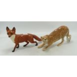 Beswick Cheetah 3009 & Large Fox 1016(2)